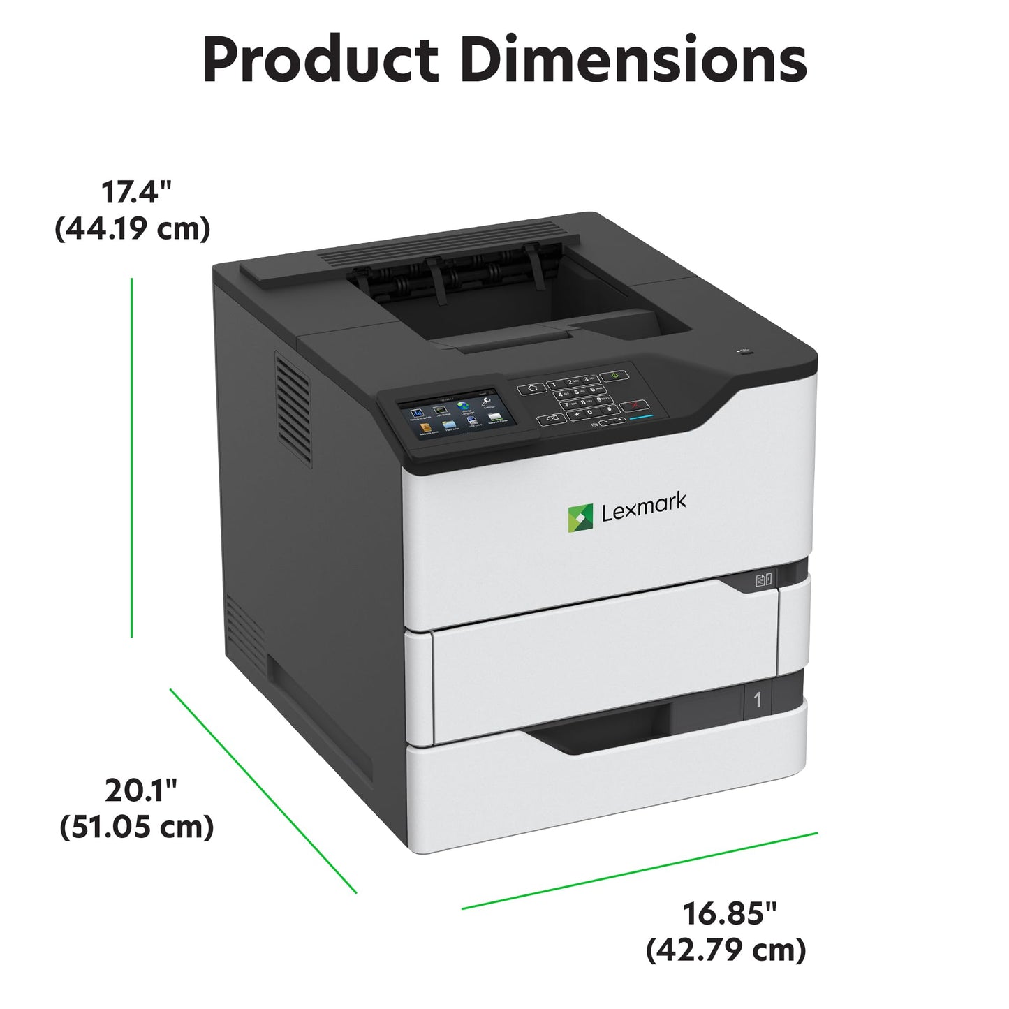 Lexmark MS826de Integrated Duplex, Monochrome Laser Printer, Monthly Page Volume: 5000-100000 Pages, 4.3-inch Color Touch Screen, 550-Sheet Output Bin, Print Speed: Up to 70 ppm(50G0310)