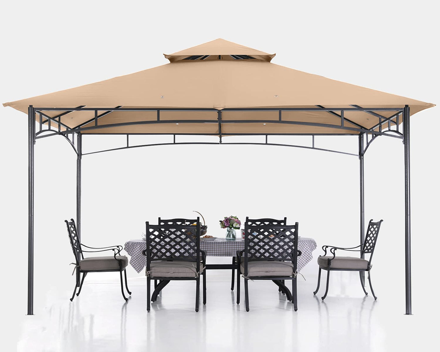 ABCCANOPY Gazebos for Patios 10x12 - Outdoor Steel Frame Gazebo for Lawn Backyard Garden Deck (Beige)