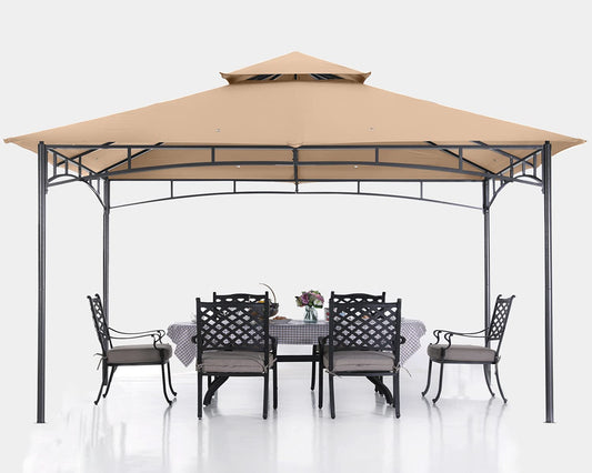 ABCCANOPY Gazebos for Patios 10x12 - Outdoor Steel Frame Gazebo for Lawn Backyard Garden Deck (Beige)
