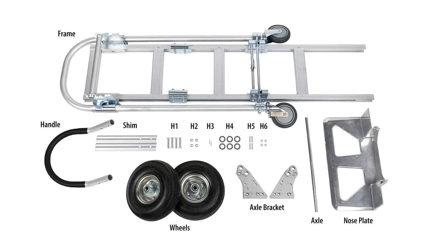 Vergo Industrial Convertible Hand Truck - AS7B Heavy Duty Aluminum 2 in 1 Dolly (800 lb Capacity) Lightweight Reinforced Frame, Ergonomic Handle, Superior Mobility Moving Dolly (2 Positions, 63" High)