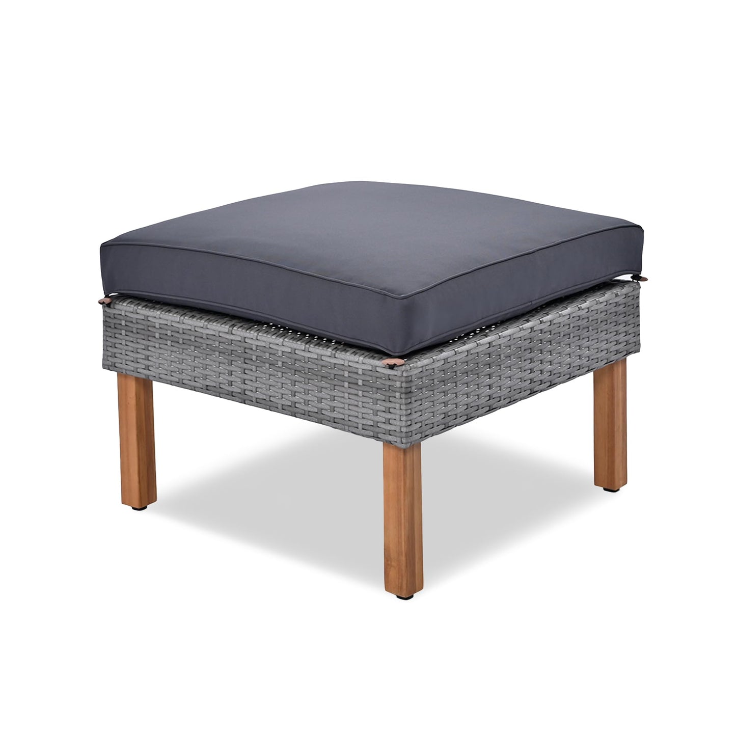 Merax 9-Piece PE Rattan Patio Furniture Set, Outdoor Modular Sectional Sofa Conversation Sets with Coffee Table, Acacia Wood Legs and Tabletop, Washable Cushion, Gray