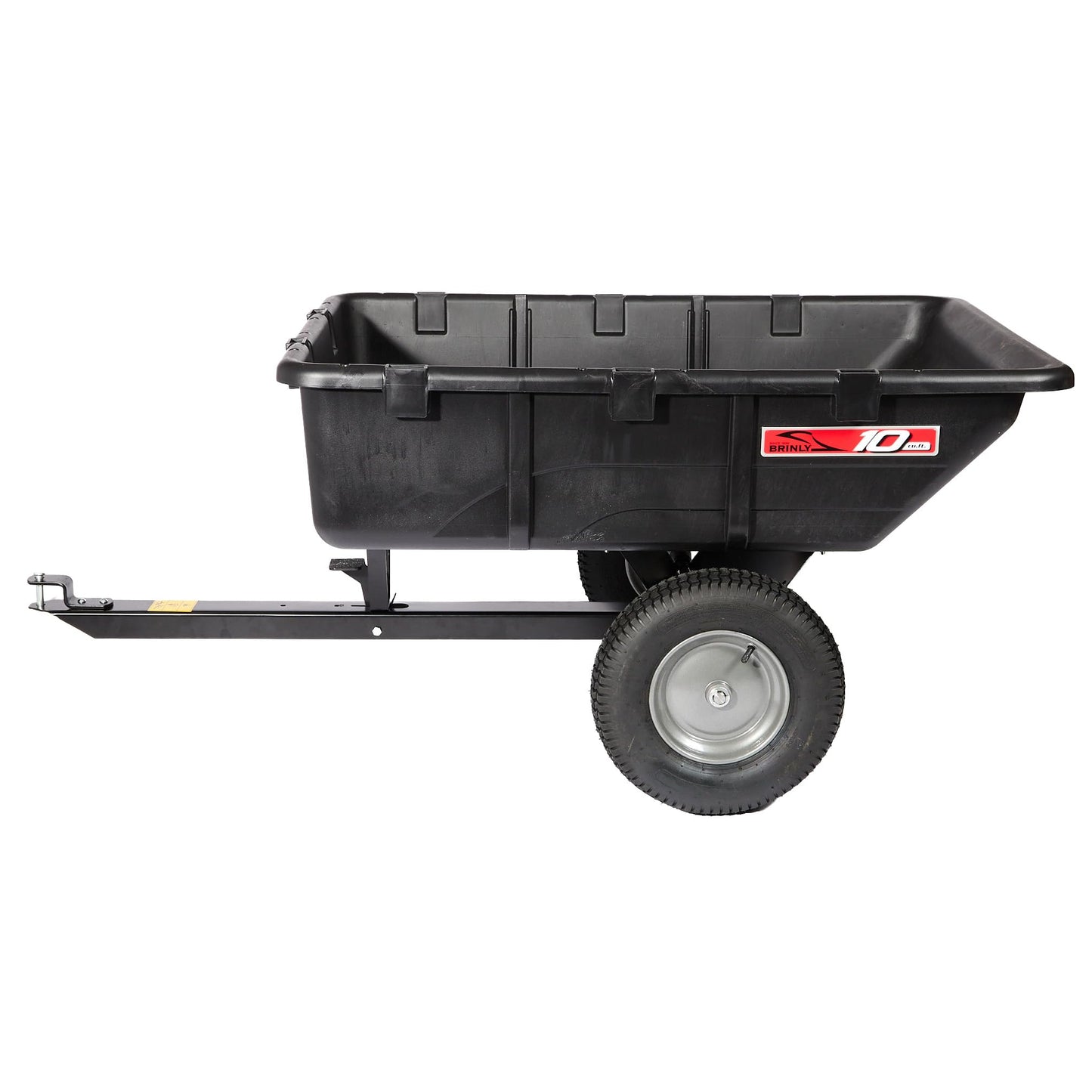 Brinly 10 cu.ft. 650lb Heavy Duty Tow-Behind Poly Utility Cart & Dump Trailer with Magnetic Hitch Pin & Compression Molded Bed
