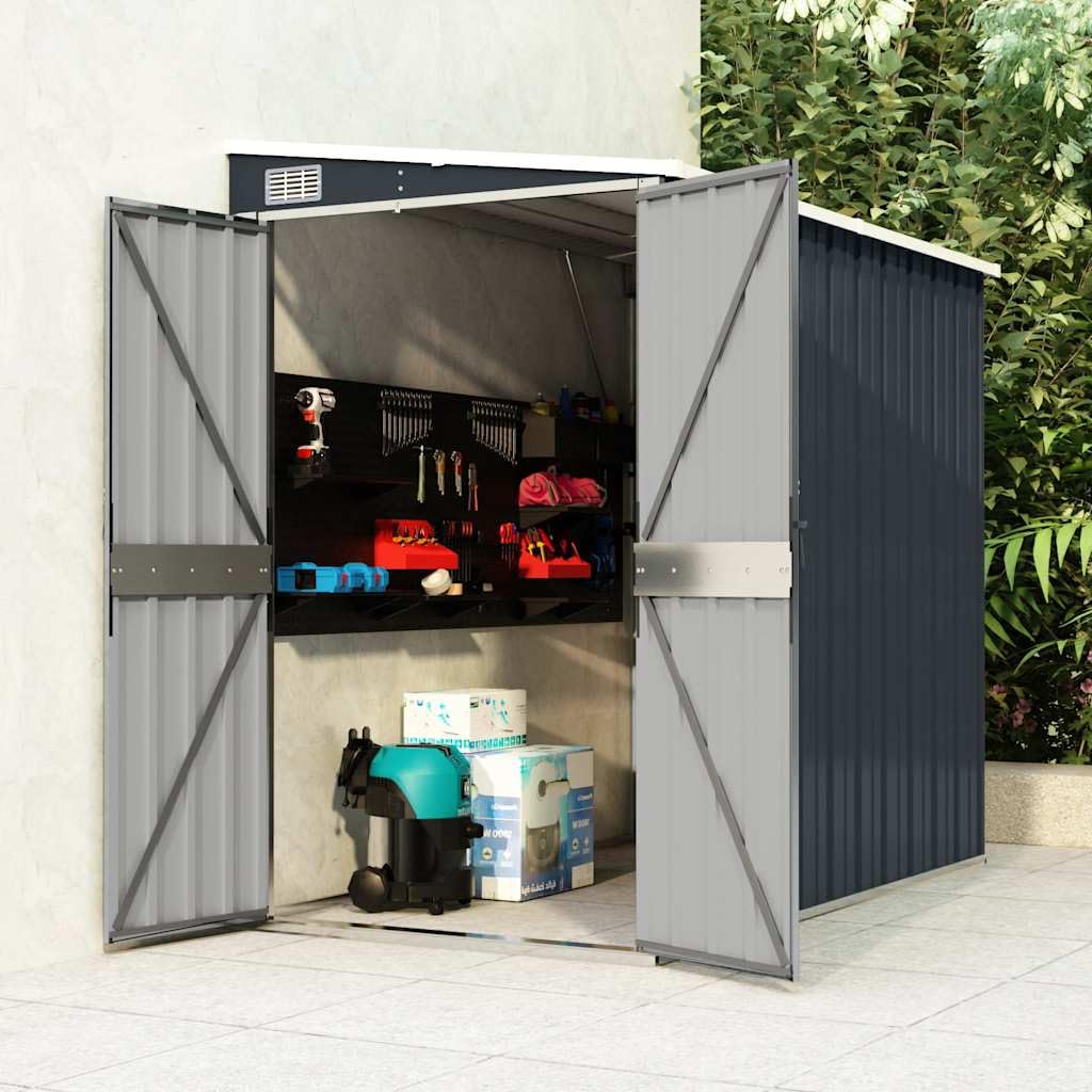 Outdoor Garden Shed 46.5 x 76.4 x 70.1 Inch, Metal Storage House with Lockable Door, Weather-Resistant Galvanized Steel Shed for Backyard, Patio, and Lawn Tool Organization