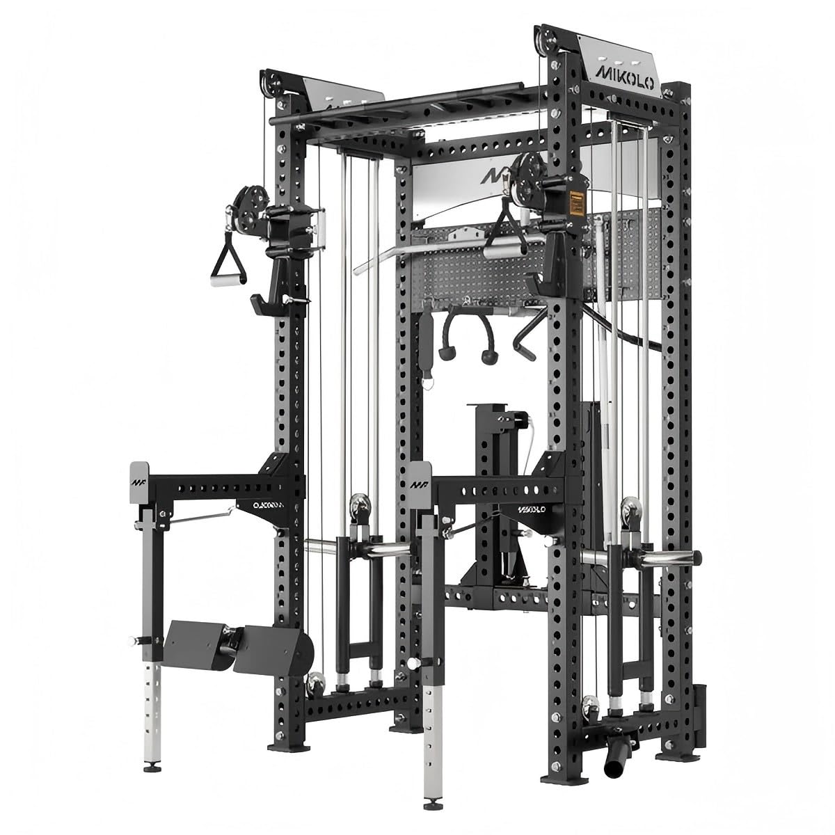 Mikolo Anubis-2.0 Standard Smith Machine, 3200LBS Power Cage with LAT Pulldown&Cable Crossover, Multi-Function Trainer with Aluminum Pulley System for Fitness Home Gym