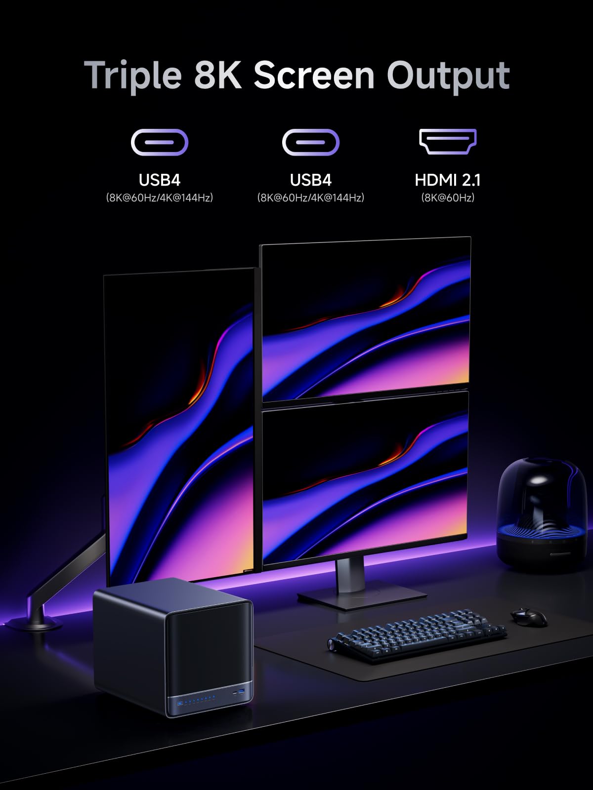 MINISFORUM AI NAS N5 Pro AMD Ryzen AI 9 HX Pro 370(12C/24T) PC, 2x SODIMM DDR5-5600MHz Slot(ECC Support), 128GB SSD(MinisCloud OS), 3xSSD Slot, 5xHDD Slot, 5GbE+10GbE Lan Port Network Attached Storage