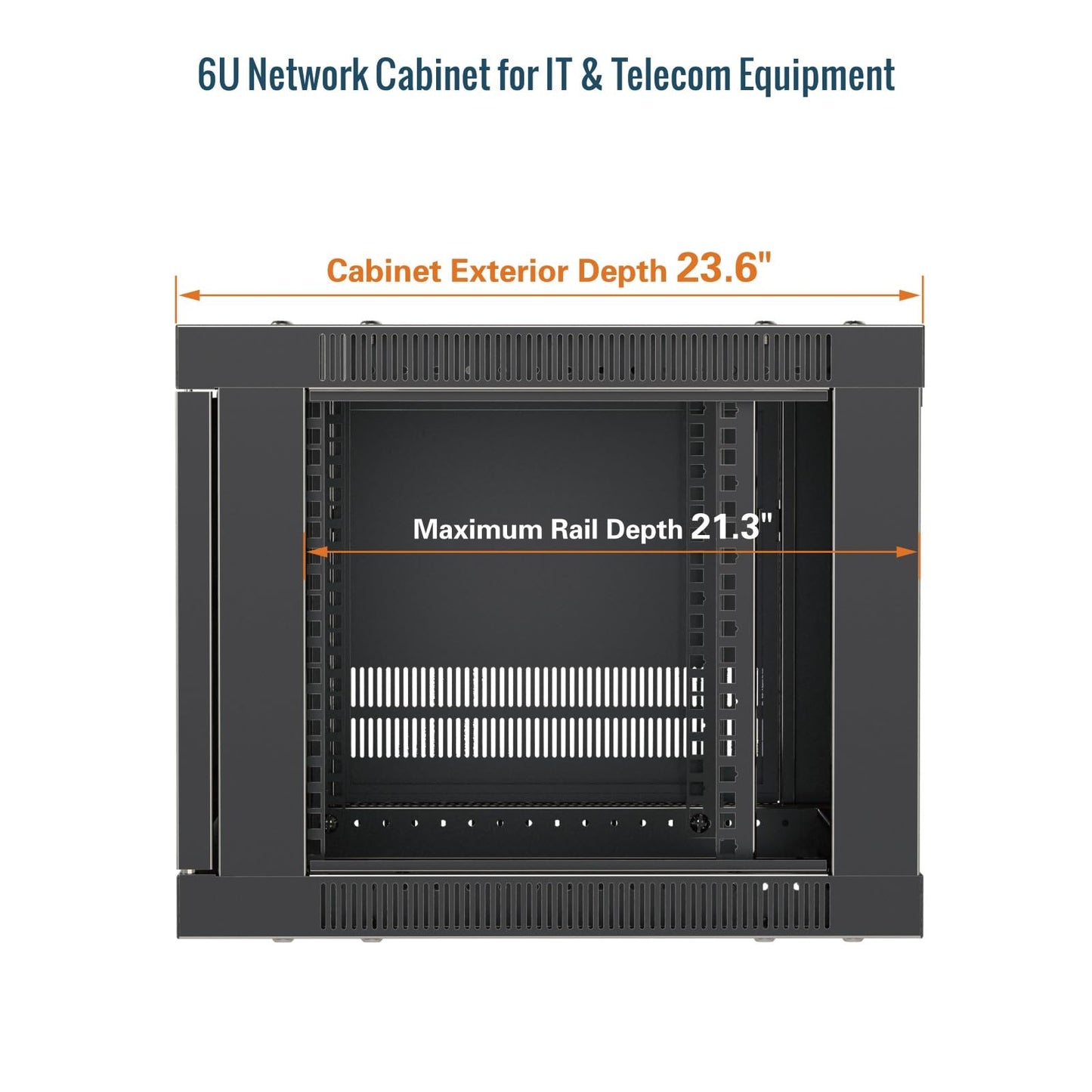 Tecmojo 6U Wall Mount Rack Cabinet, Heavy-Duty 176 Lbs High Load Capacity, 19” Enclosed Server Network Rack with Mesh Door, 23.6” Deep – Elite Collection
