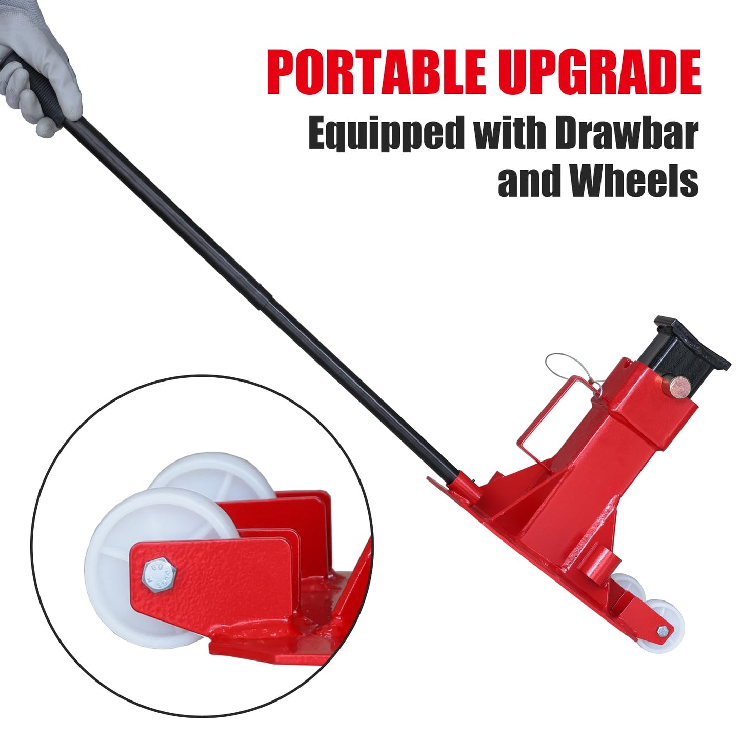 Big RED ATZ120006P Torin Heavy Duty Jack Stands: Pin Style Jack Stand with 2 Casters and Handle, Easily Portable Car Stand for Car SUV, Truck and Pick Up, 12 Ton (24,000 lb) Capacity, Red