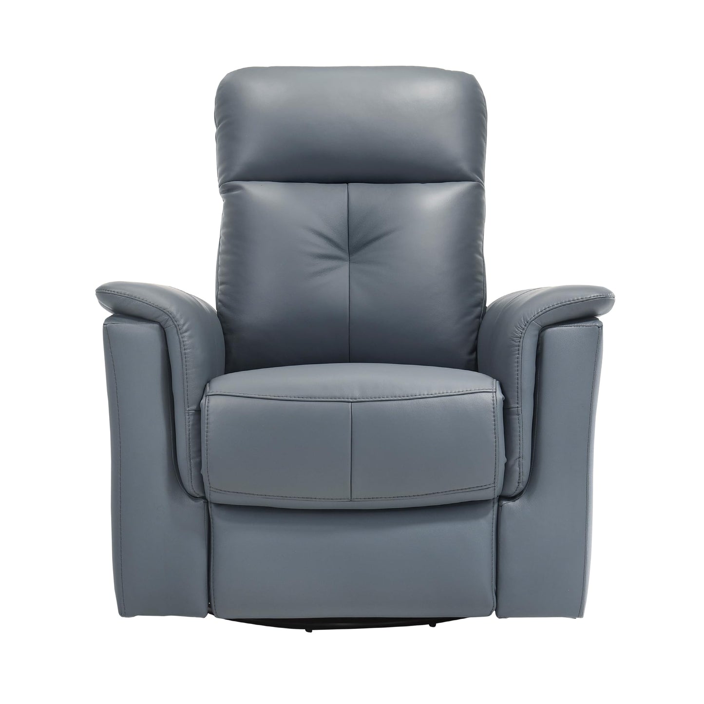 Lexicon Swivel Glider Recliner Chair, Comfy Nursery Glider, Top Grain Leather Match Recliner, Manual Reclining Chair for Living Room/Office/Apartment, Blue Gray