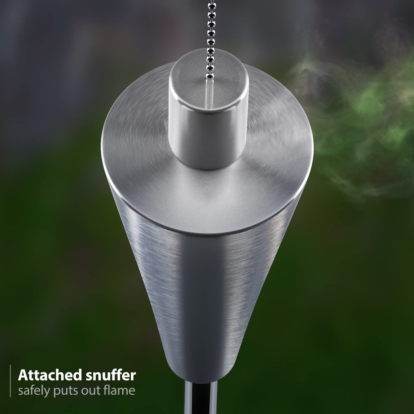 Matney Stainless Steel Tiki Torches Set of 4 - 5 ft Outdoor Oil Lamp with Fiberglass Wick & Snuffer Cap