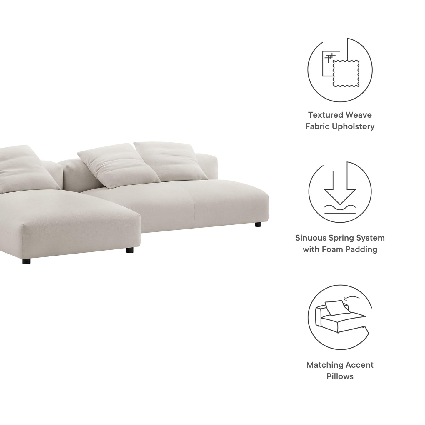 Modway Solace Sectional, Oversized, Salt