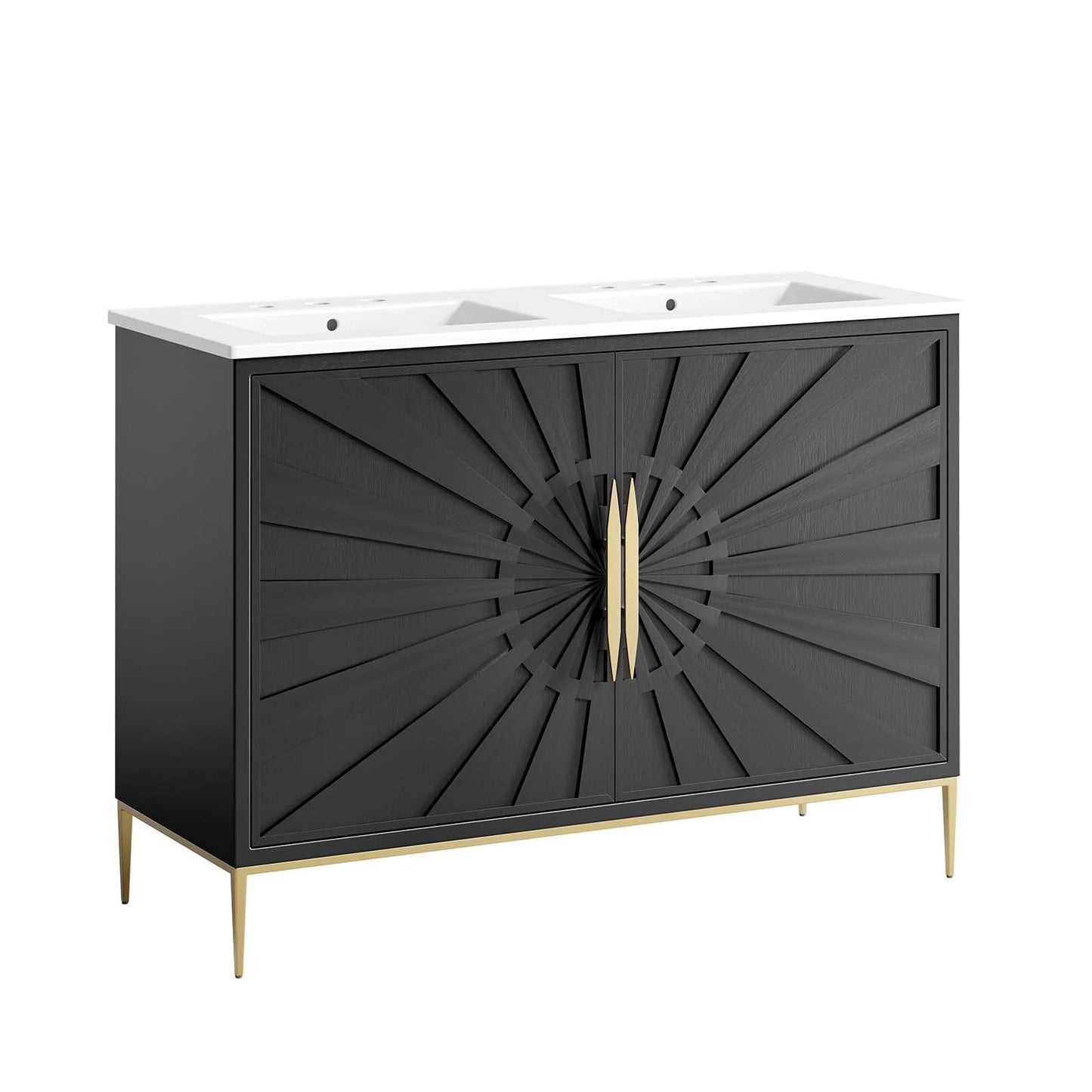 Modway Awaken Bathroom Vanity Cabinet, 48", White Black