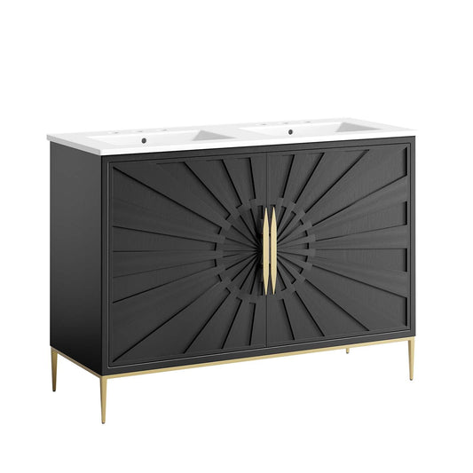 Modway Awaken Bathroom Vanity Cabinet, 48", White Black