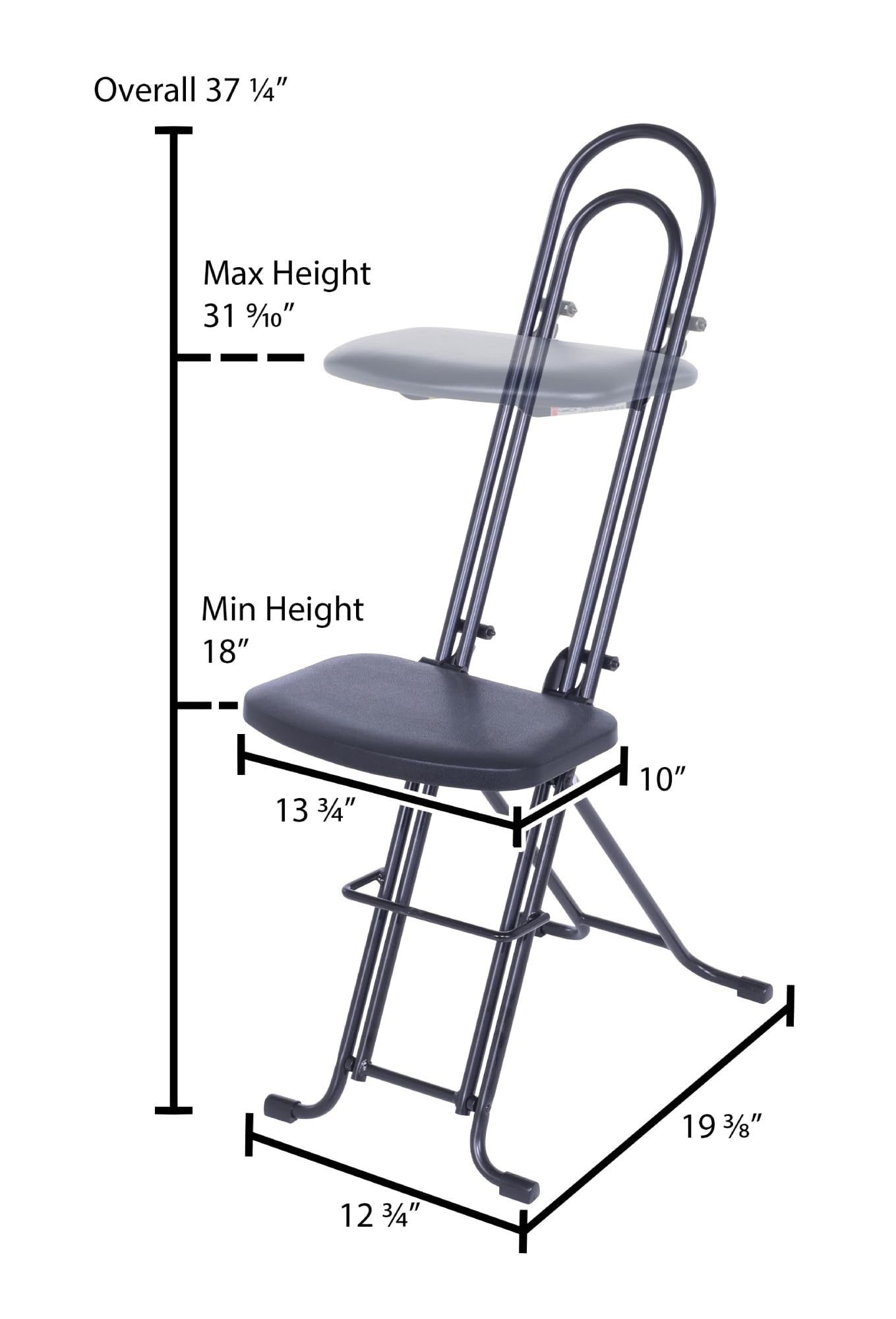Vestil CPRO-800LP Steel Height Ergonomic Worker Chairs 18.5 In. to 35 In. 220 Lb. Capacity Black