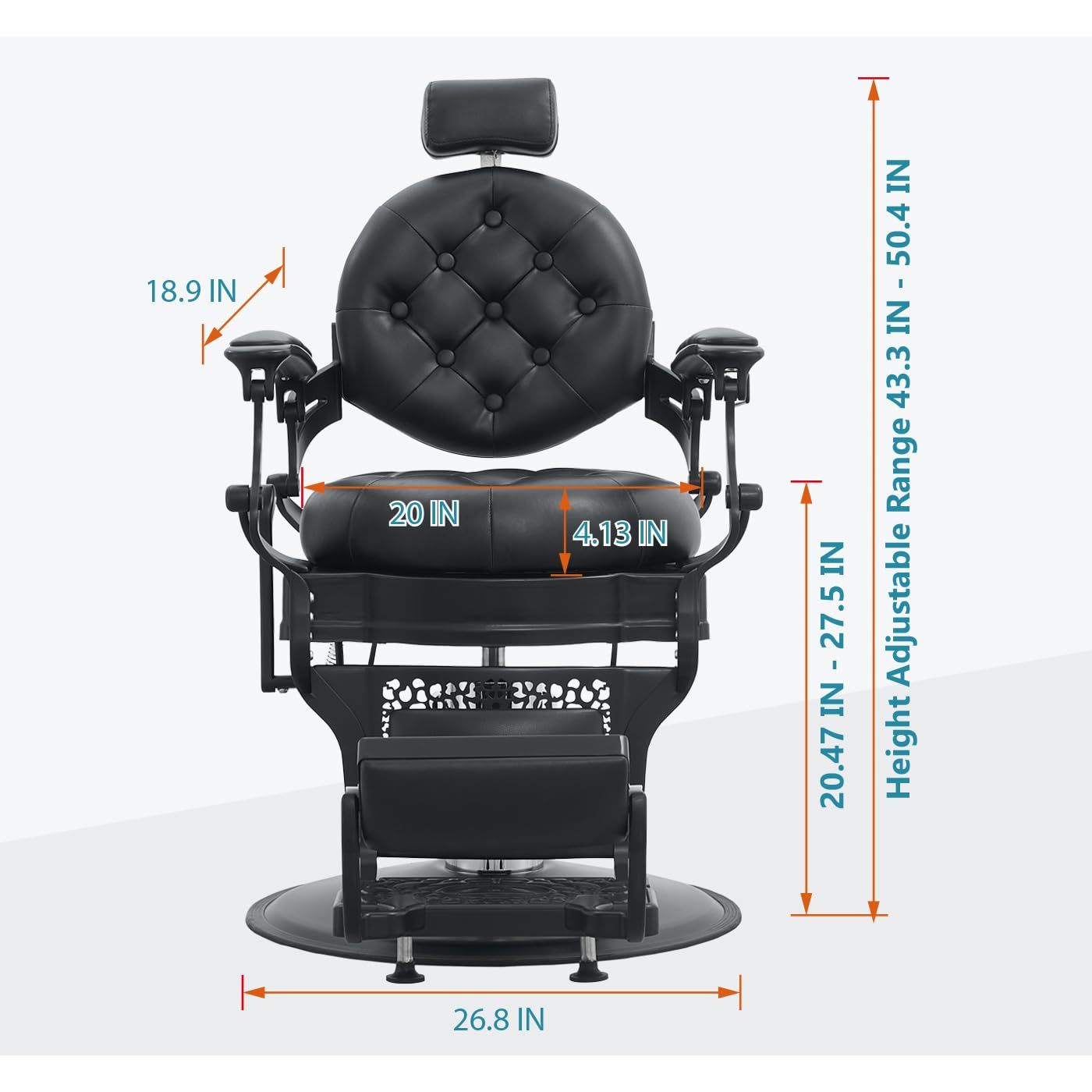Nolasalon Barber Chair Hair Salon Chair,Heavy Duty 700 LBS, for Hair Stylist Barber Beauty Tattoo Massage(Black)