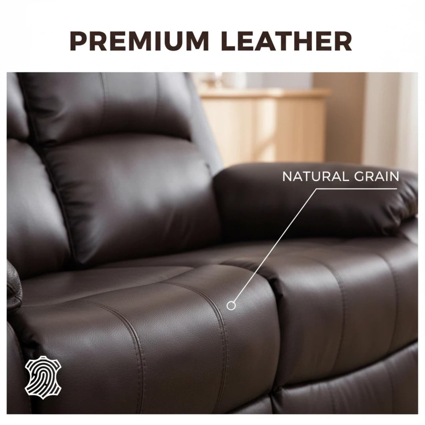 Trygoal Manual Recliner Sofa Set, Leather Reclining Living Room Furniture Set, Adjustable Backrest Reclining Loveseat Sofa and a 3 Seater Couch Furniture Set for Living Room, Home Theater, Brown
