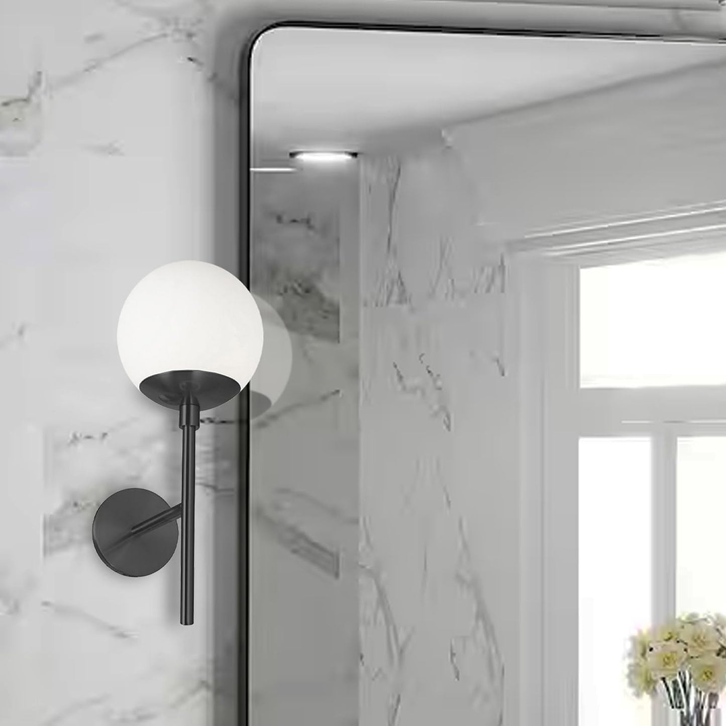 Dainolite 1 Light Wall Sconce Matte Black with White Glass, Model DAY-161W-MB