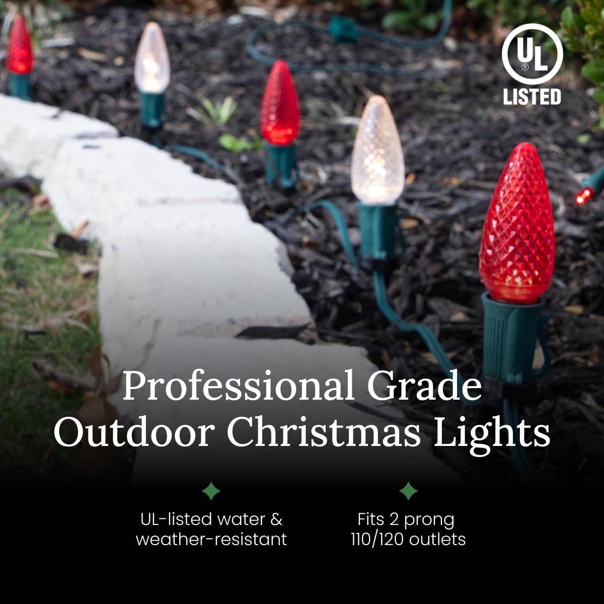Christmas Designers Pro Christmas C9 Light Cord - 500 ft Spool, 500 Bulb Sockets, 12” Spacing, Green Wire