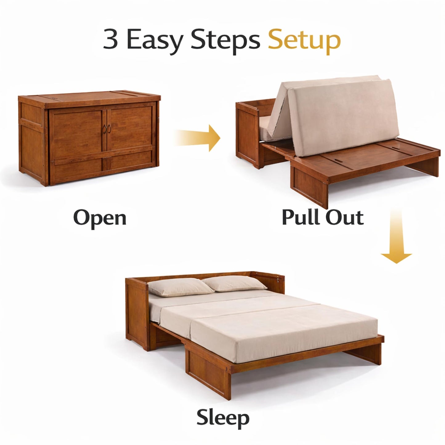 NIGHT & DAY Furniture Murphy Cube Cabinet Bed (Cherry)