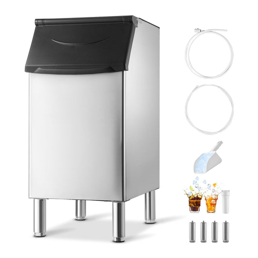VEVOR Commercial Ice Maker Storage Bin, 300 LBS Capacity Ice-Bin, Stainless Steel Commercial Ice Storage Bin with Adjustable Anti-Slip Rubber Feet, Suitable for Restaurant Hotel and Beverage Shops