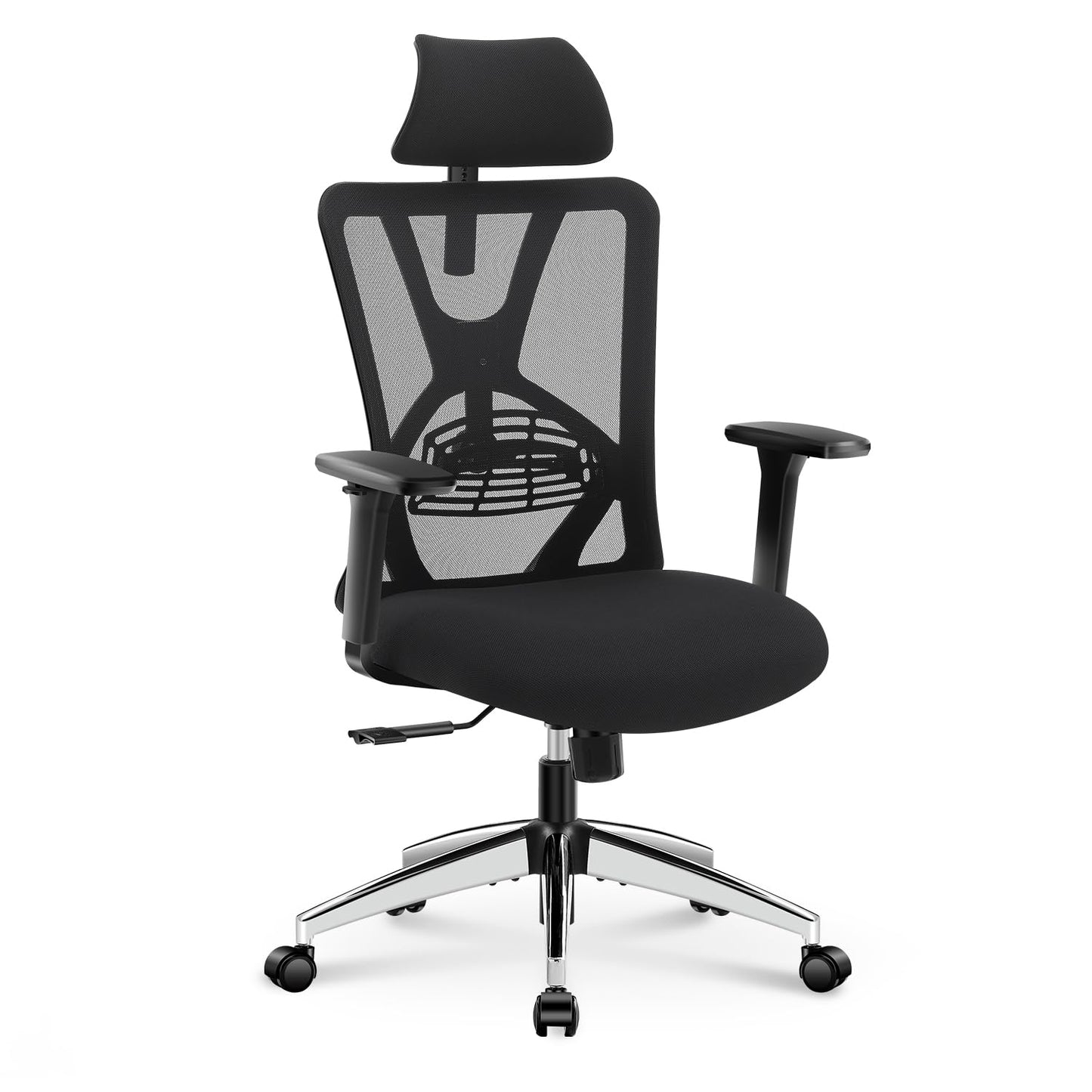 Ticova Ergonomic Office Chair - High Back Desk Chair with Adjustable Lumbar Support, Headrest & 3D Armrest - 130°Rocking Mesh Computer Chair