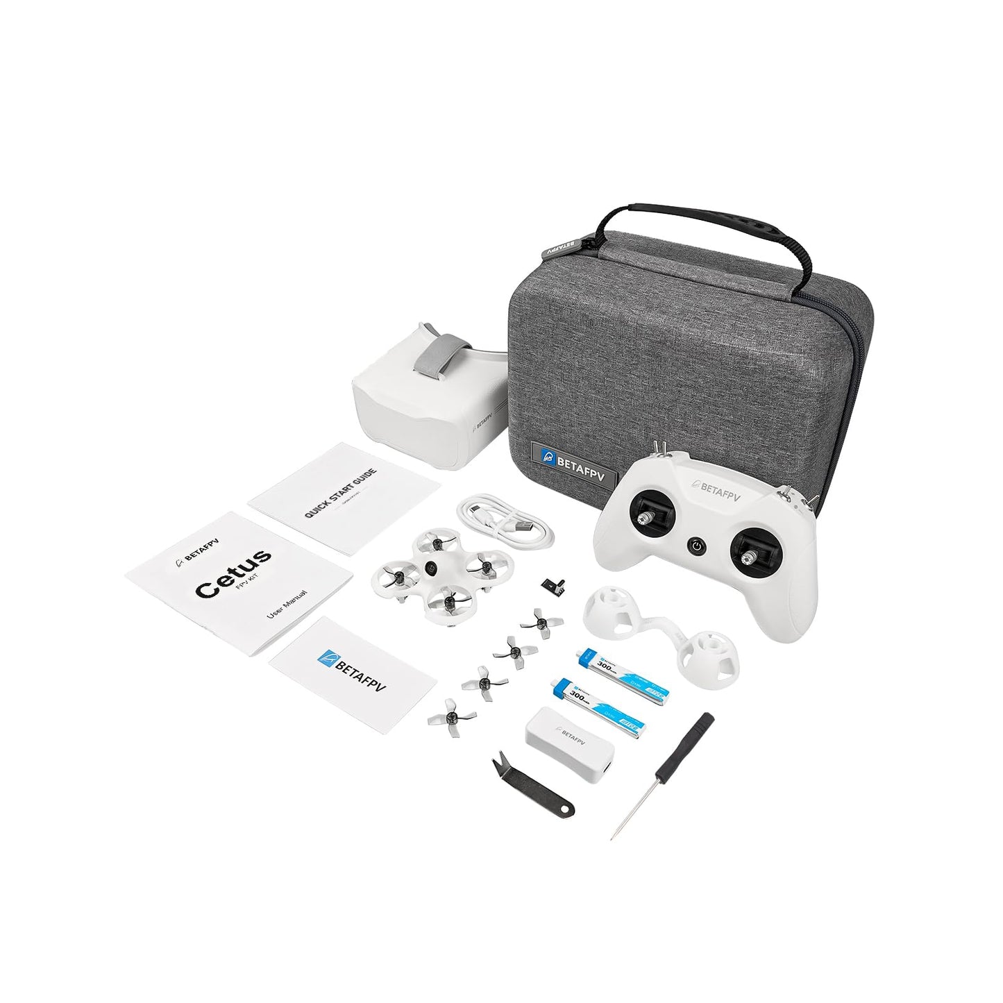 BETAFPV Cetus FPV RTF Drone Kit for Brushed Racing Drone, with LiteRadio 2 SE Transmitter VR02 FPV Goggles, Fly FPV Drone Kit for Beginners to Fly Faster Further