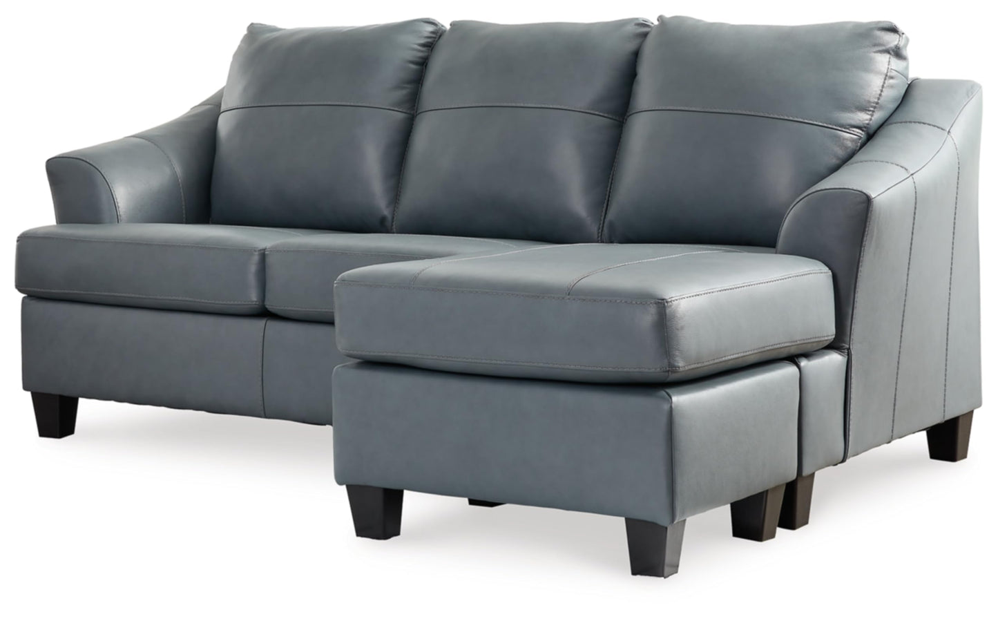 Signature Design by Ashley Genoa Modern Leather Sectional Sofa Couch with Chaise Lounge, Blue