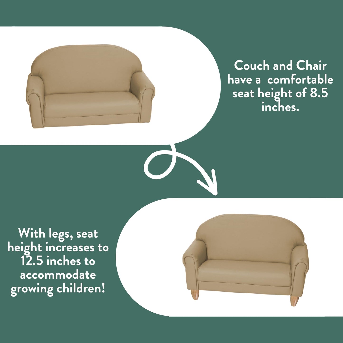 Children's Factory As We Grow Toddler Sofa, Flexible Seating for Daycare or Preschool, Kids Reading Couch, Playroom Furniture, Buff