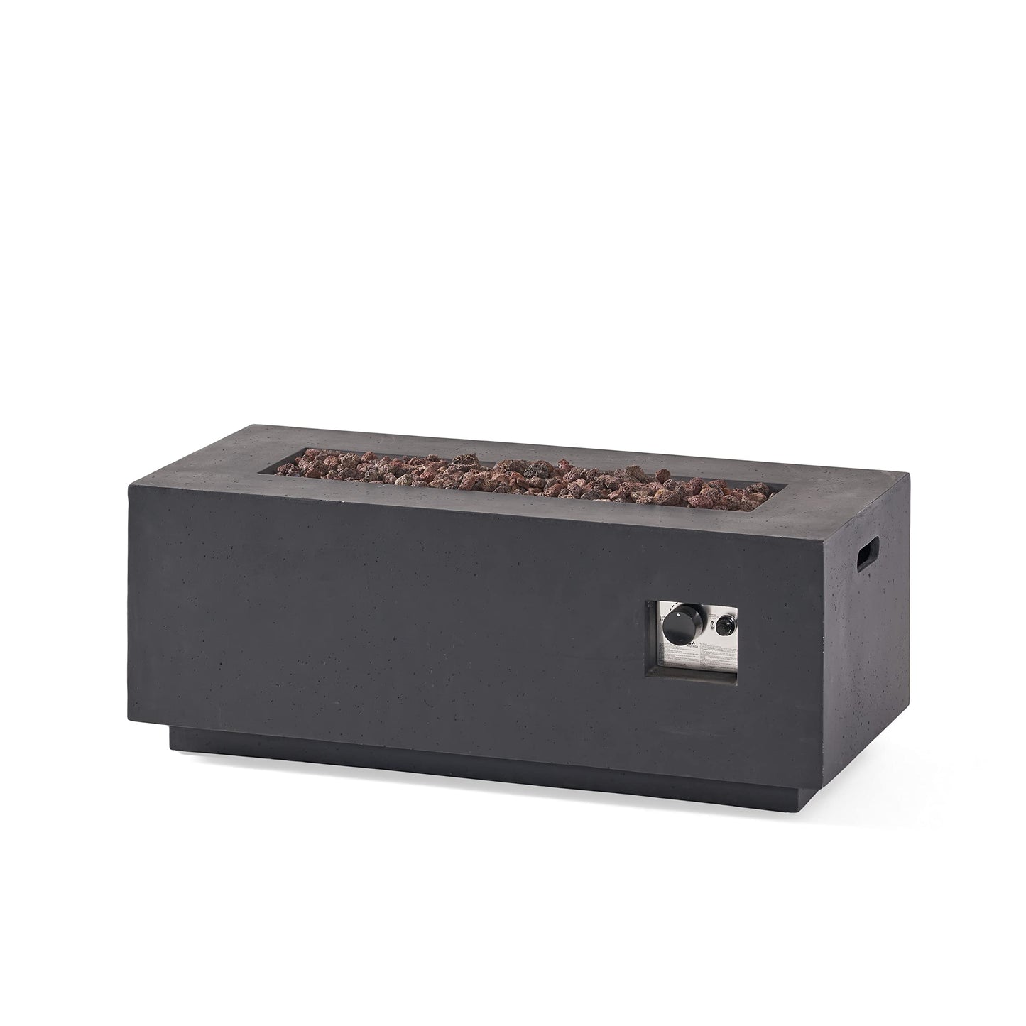Christopher Knight Home Aidan Outdoor 40,000 BTU Rectangular Fire Pit (No Tank Holder) - Lightweight Concrete - Dark Gray
