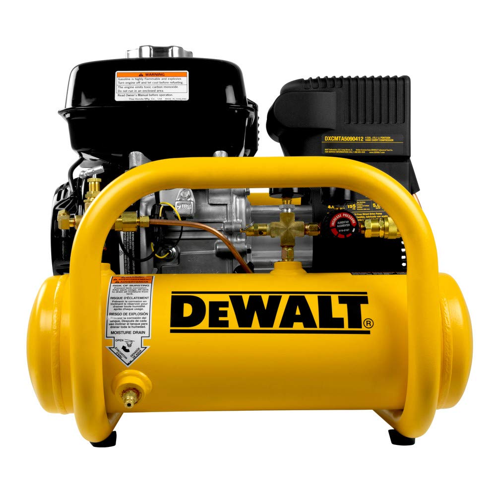 DeWalt 4 Gallon Portable Gas Powered Oil Free Honda Engine Direct Drive Air Compressor (DXCMTA5590412)