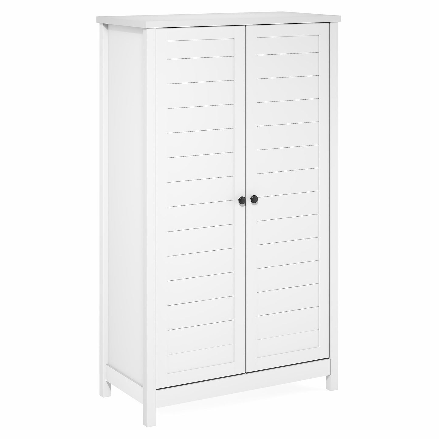 Furinno Robin Storage Cabinet, 4-Tier Pantry Cabinet with Adjustable Shelves, 35W with Louvered Doors, Kitchen Cabinet, Organization and Storage, for Pantry, Living Room, Home Office, White