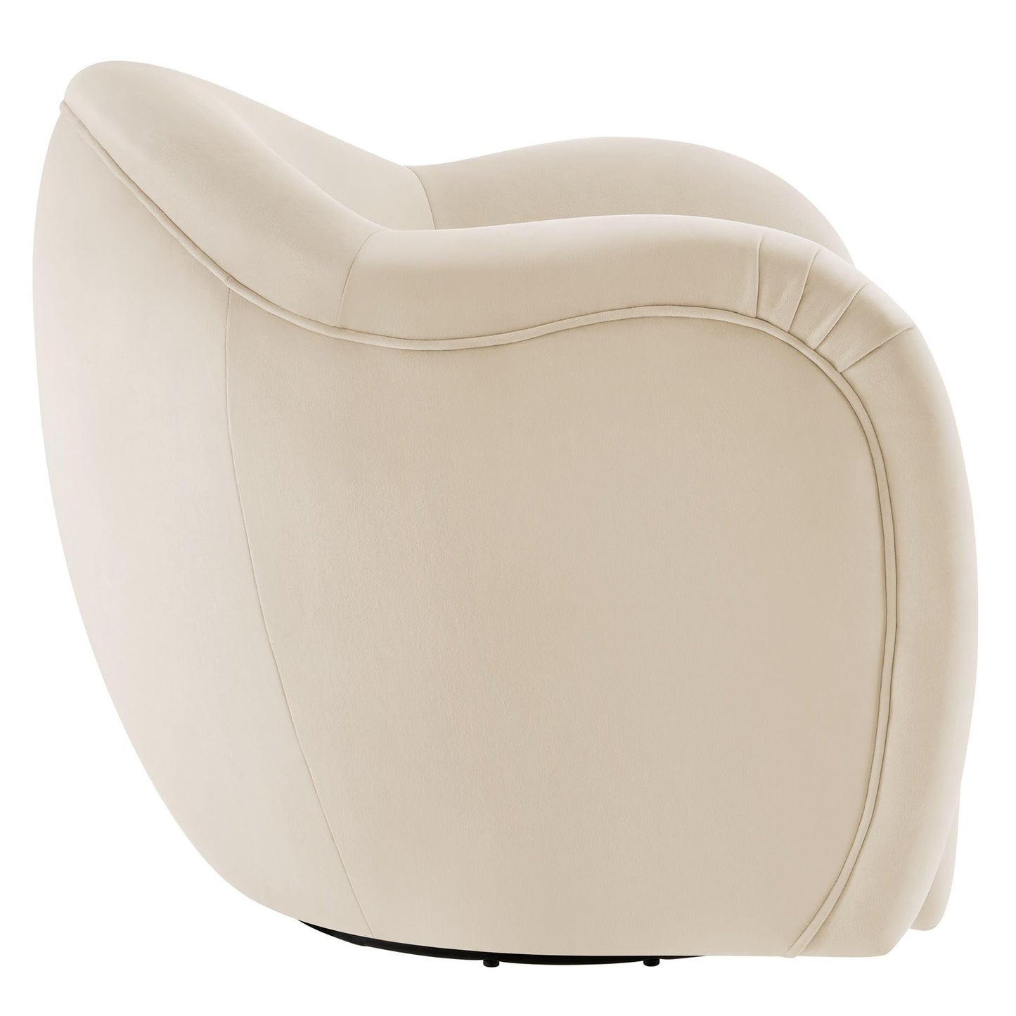 Modway Compose Performance Velvet Swivel Armchair in Alabaster - Barrel Accent Chair - Comfy Round Single Sofa Chair with 360° Rotation - Modern Upholstered Club Chair for Living Room, Bedroom