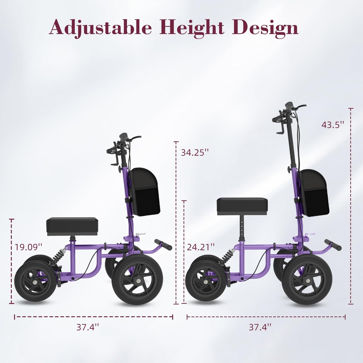 Fvzzin All Terrain Knee Scooter for Adults, Foldable Rolling Knee Scooter with DIY Stickers & Shock Absorber, Steerable Knee Walker for Broken Foot, Ankle Injuries & Surgery, Better Crutch Alternative