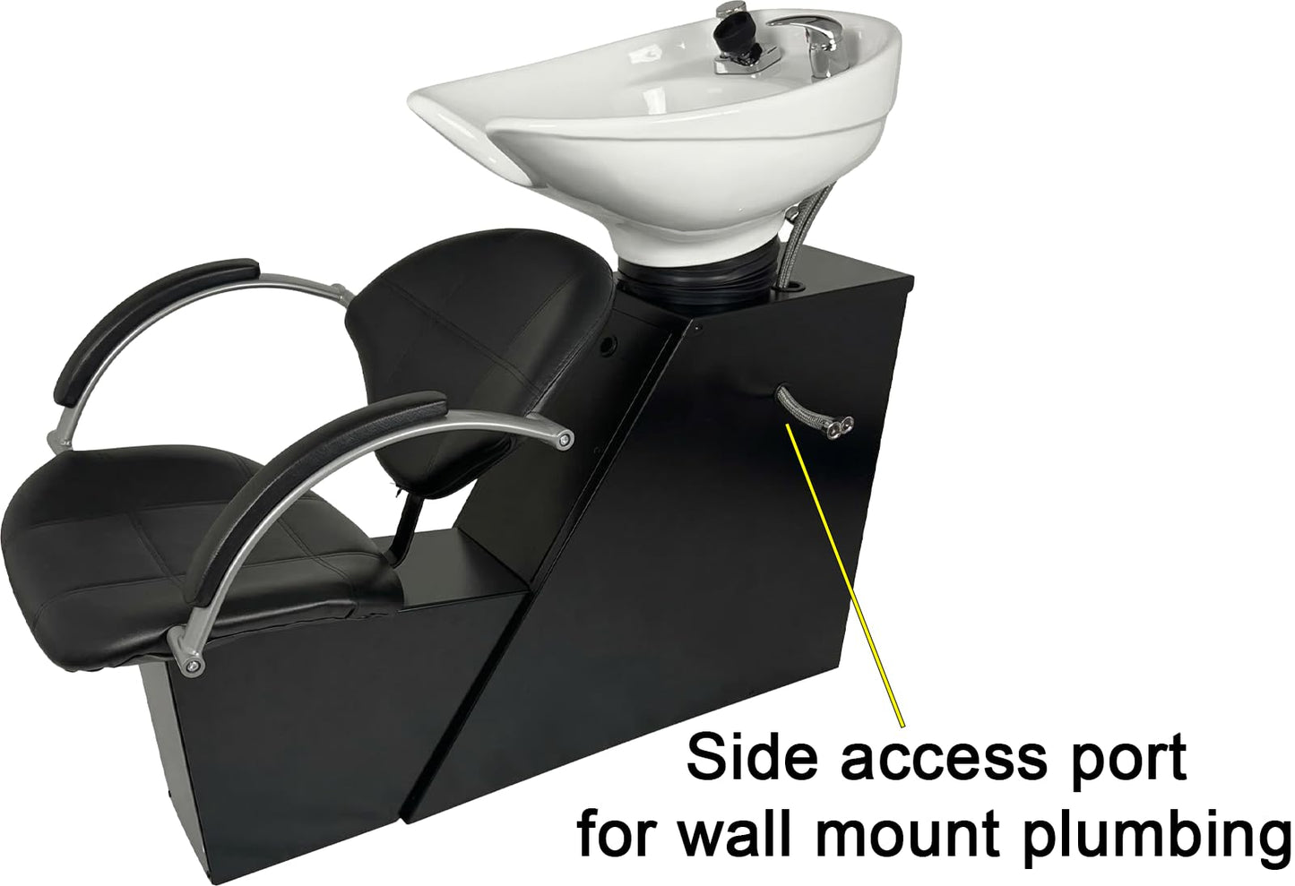 LCL Beauty Professional Salon Shampoo Backwash Unit with Adjustable Tilt Ceramic Bowl, Triple Certified Vacuum Breaker, Includes 6 Microfiber Towels (White Ceramic Bowl)