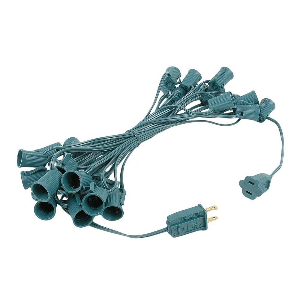 Novelty Lights C7 Pink Ceramic Christmas Lights Set - 25ft Outdoor String Lights - Green Wire - Opaque Bulbs