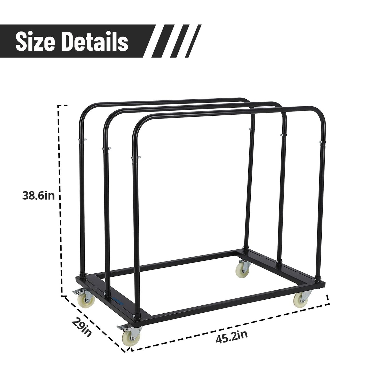Garvee Heavy Duty Folding Table Cart - 1800 lbs Capacity Table Dolly - 5" Swivel PU Wheels - Holds 10 Tables - Utility Panel & Material Handling Trolley for Warehouse, Event, Garage