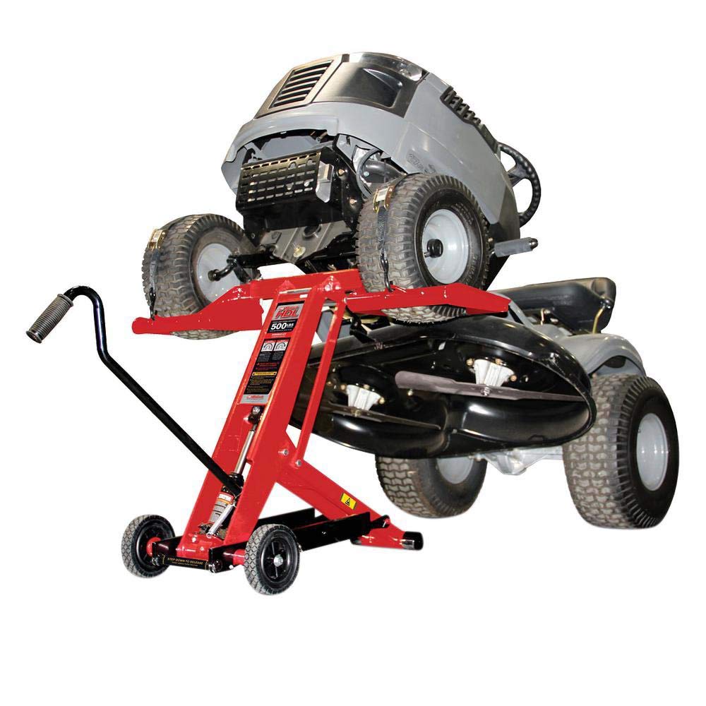 MoJack 45501 HDL500 Hydraulic Cylinder Lift Jack for Zero Turn Radius Riding Lawn Mower Maintenance and Repair - 500 Pound Lift Capacity with Locking Bar for Added Safety