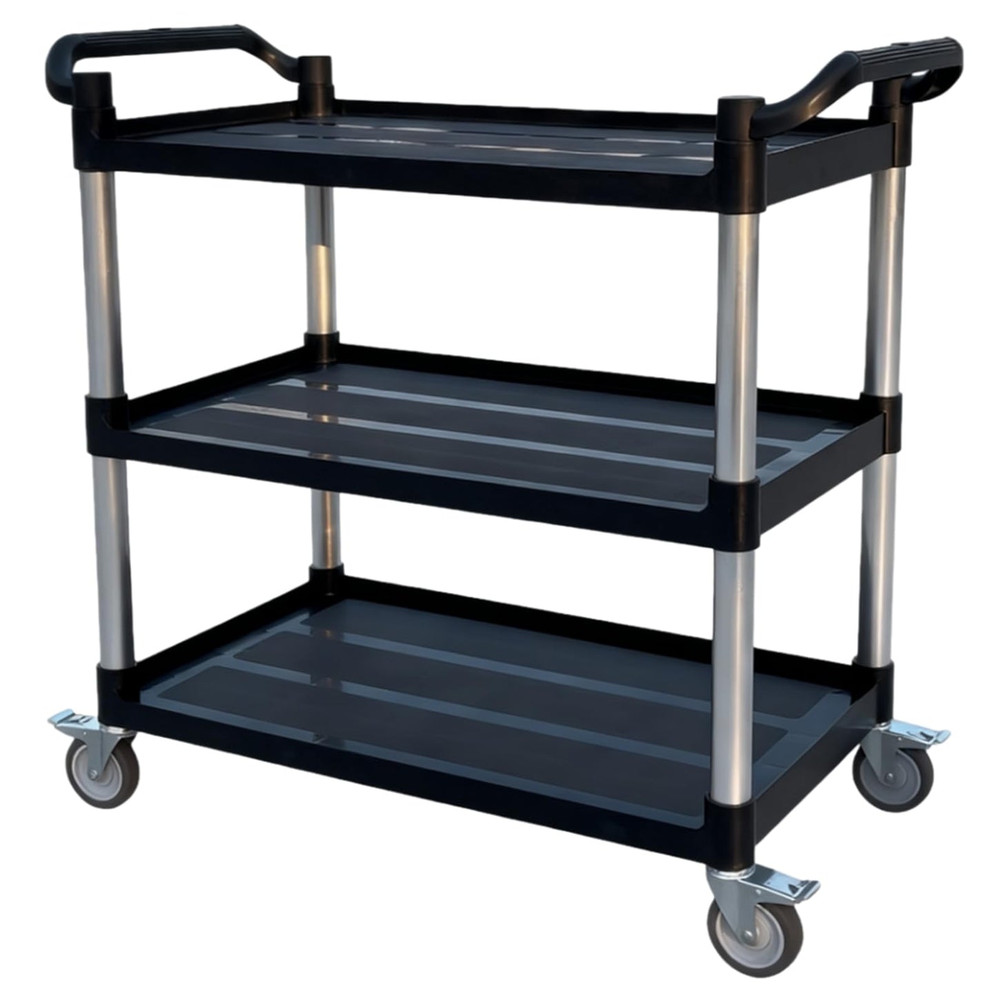 Aimoly 3-Tier Rolling Utility Cart with Wheels, 540 lbs Capacity Service Cart, Commercial Kitchen Cart with 4 Lockable Swivel Casters for Restaurant/Home/Warehouse/Office (40 x 20 x 38 in)