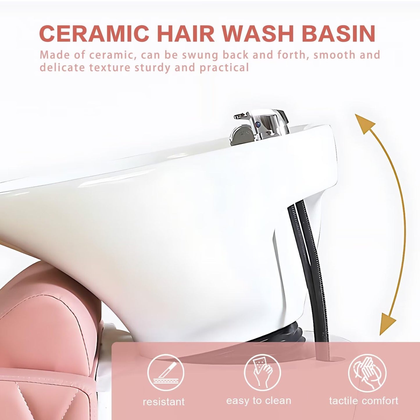 HHEvergreenEnsemble Shampoo Bowl and Chair Set for Salon with Luxury Crystal Buttons, Ceramic Basin, Hair Washing Stations and Backwash Unit for Hair Stylist