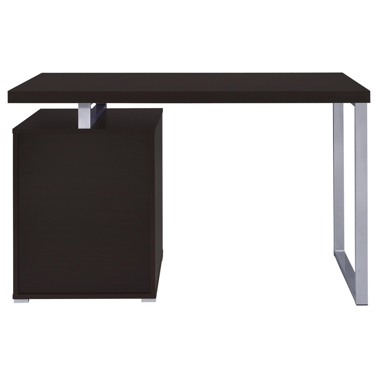 Coaster Home Furnishings Brennan Modern Contemporary Home Office 3-Drawer Writing Desk with Drawers Computer Desk Study Table File Cabinet Storage Silver Metal Frame Cappuccino Brown 800519