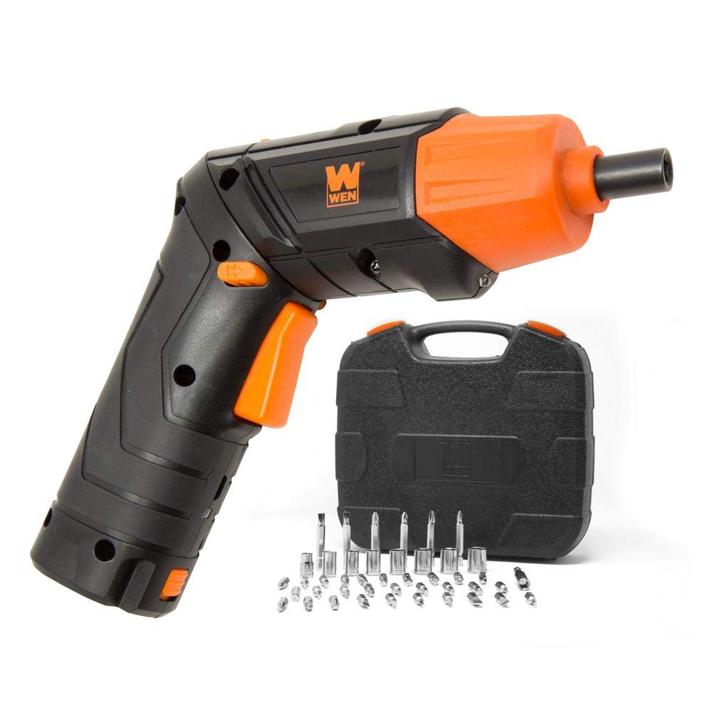 WEN 49140 Cordless Electric Screwdriver and Flashlight, Rechargeable, Includes Carrying Case and 40+ Accessories