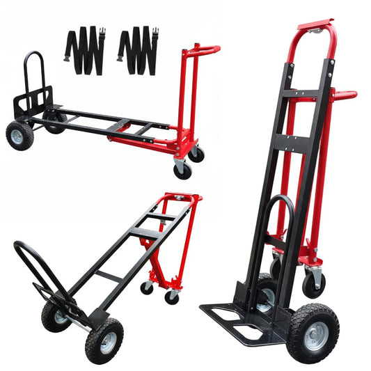 Suzhi Convertible Hand Truck Dolly Cart Heavy Duty/with 4 Wheels,Industrial Grade,1000 Lbs Load, 2 Straps for Moving Furniture/Appliance/Carton/Warehouse/Office / 10 Minutes' Install as Video