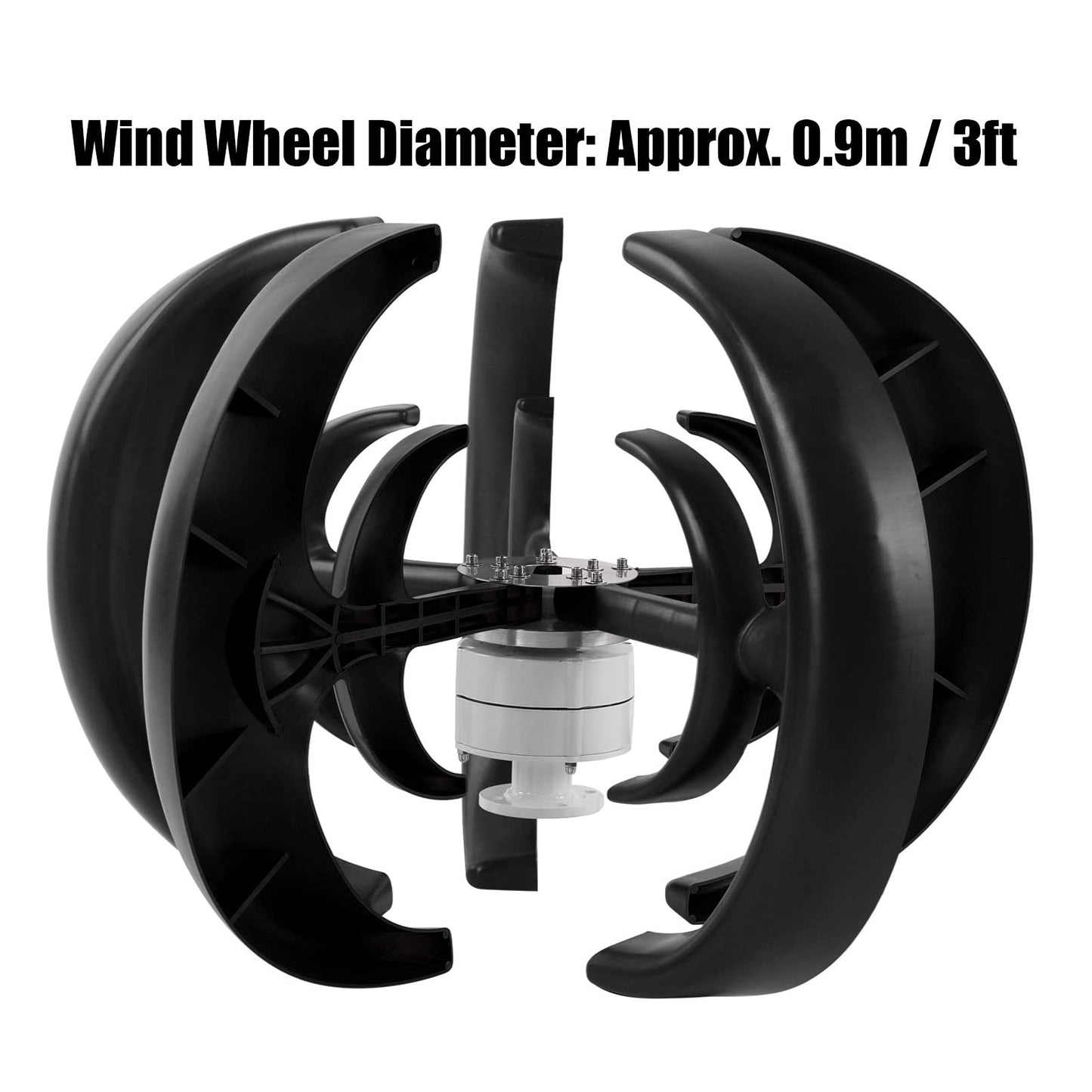 1200W Wind Turbine Generator, 12V Wind Vertical Axis Generator Kit with Controller, 5 Leavies for Boats, Terraces, Cabins(1)