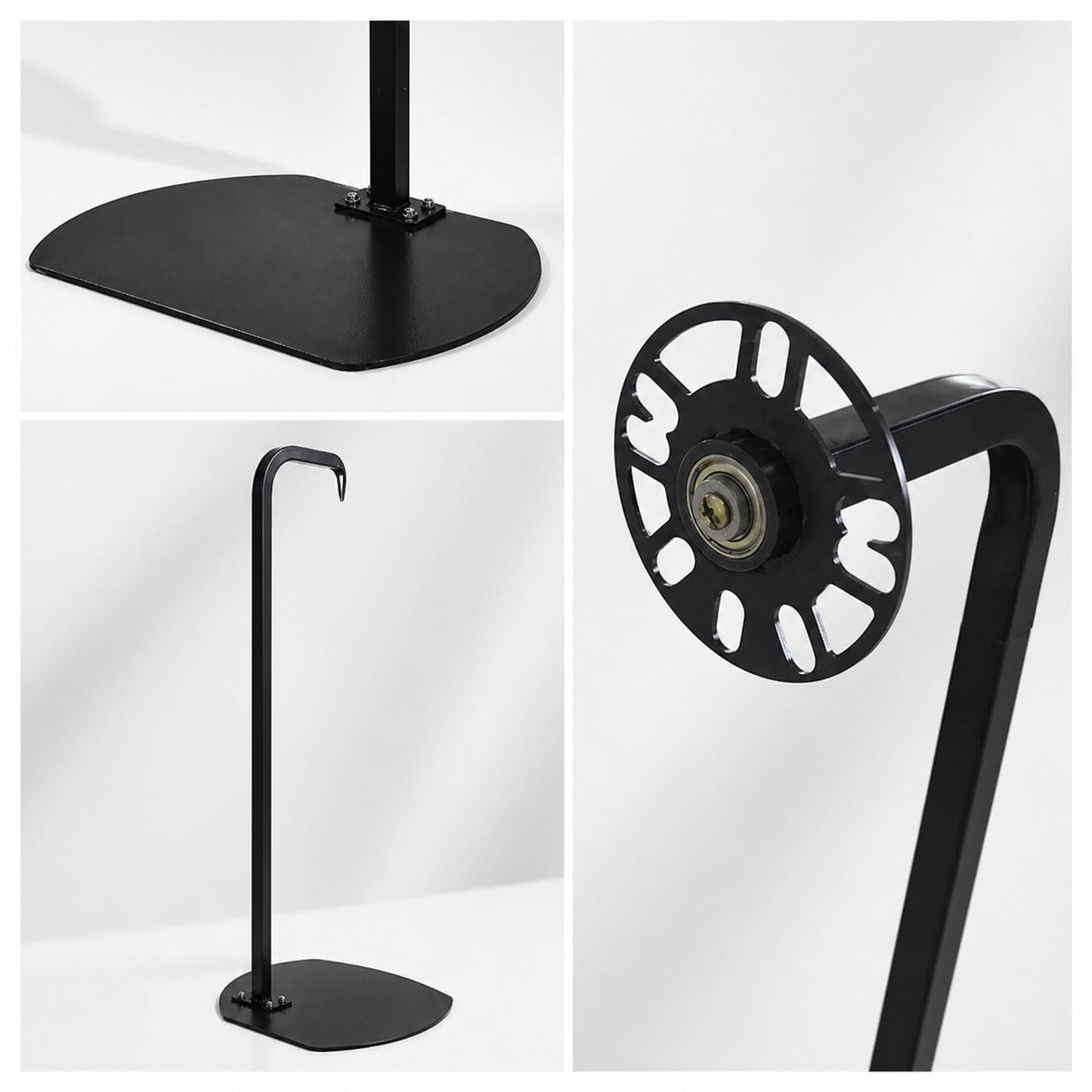 Rotating Tire Wheel Display Stand, Black Iron Rim Display Rack with Premium Bearings, Stable Holder for Auto Shop, Tire Store, Wheel Showroom, Garage, Wall Mount, Bench or Floor Use Optional(Shape 3)