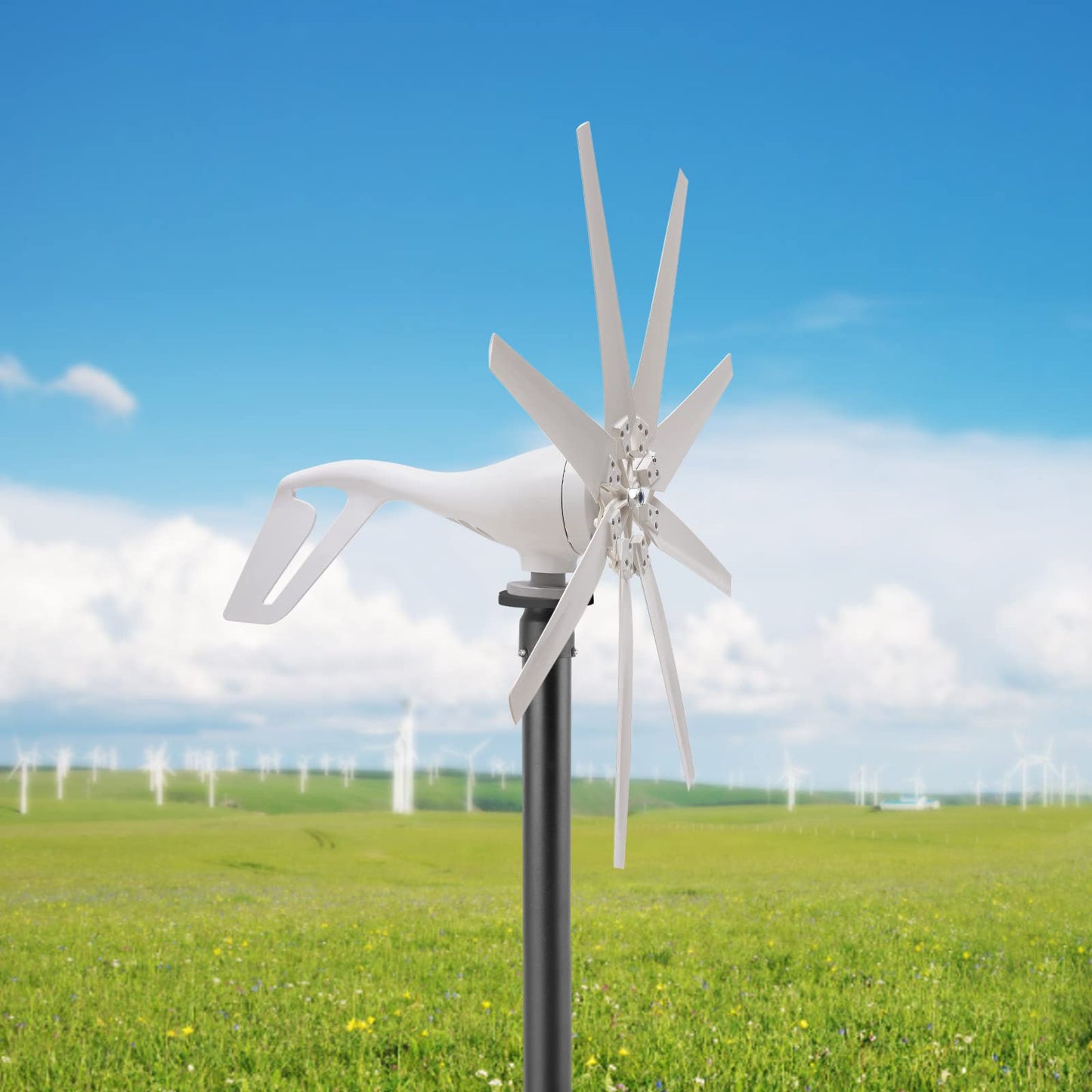 600W Wind Power Turbine Generator Windmill Power Generator Kit 8-Blade Automatically Adjust the Windward Wind Generator, Wind Turbine Generator 12V DC Wind Power Generator Kit with Controller