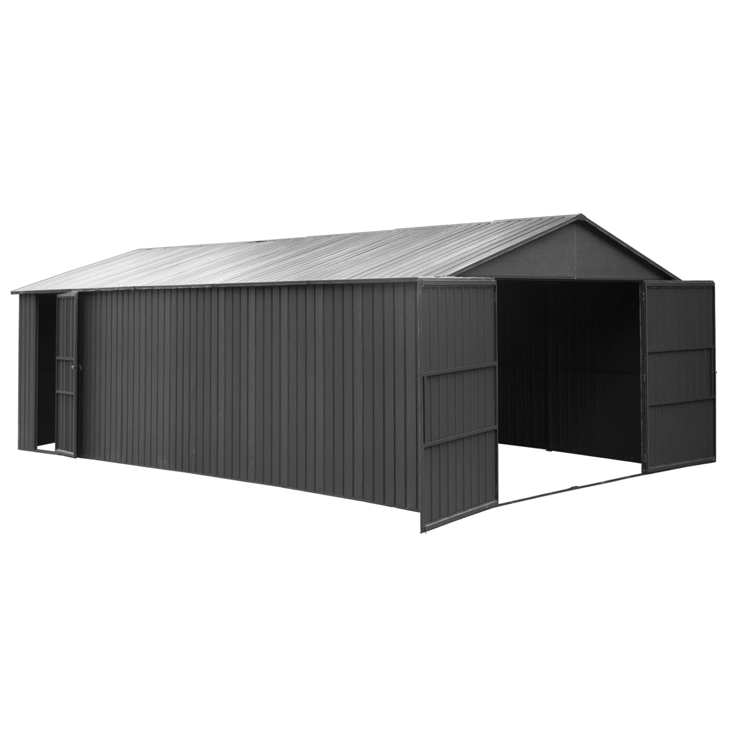 Gareinwuds 12x25FT Metal Storage Shed, a Metal Garage Shed or Heavy Duty Carport, Lockable Double Hinged Doors, Extra Large Car Shelter for Car Truck Motorcycle Lawn Equipment, Wind Resistant