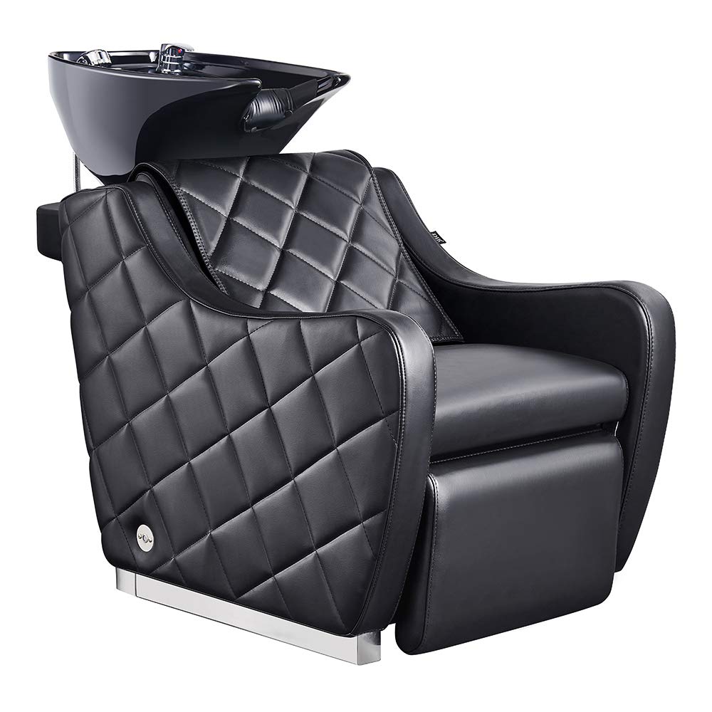 Shampoo Backwash Unit Massage and Electrical Leg-Rest Salon Shampoo Station Minervah in Black