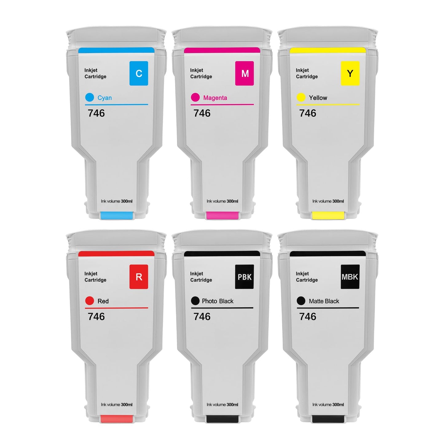 GTPRI 746 Ink Compatible for HP 746 Ink Cartridge 300-ML P2V78A P2V79A P2V80A P2V81A P2V82A P2V83A for HP DesignJet Z6 & Z9+ Large Format Printer Ink 6 Pack