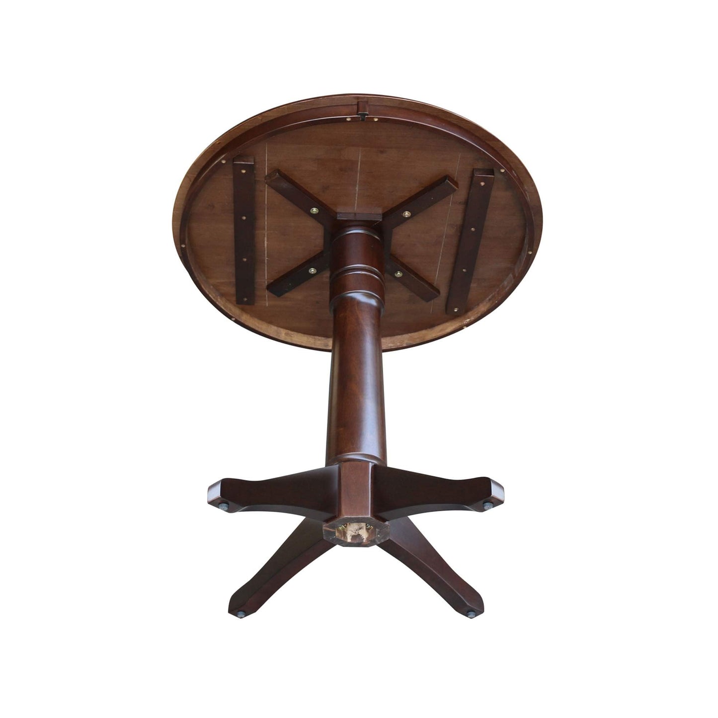 International Concepts 36" Round Top Pedestal Table-34.9" H, Rich Mocha