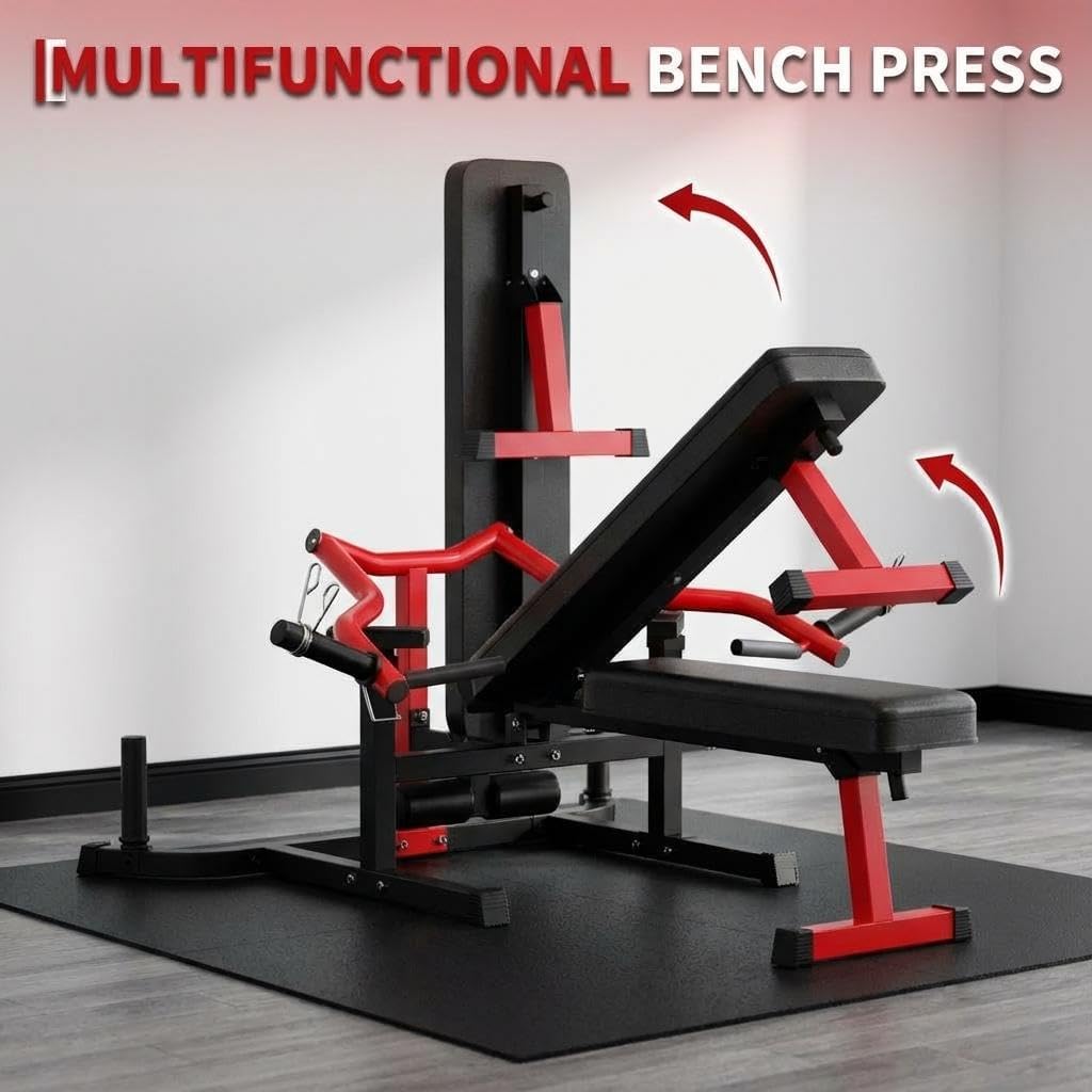 Chest Press Machine for Home Gym, 1050 LBS Weight Bench Press Machine, Adjustable Flat/Incline Bench Press with Independent Converging Arms, Multi-Functional Upper Body Workout Bench
