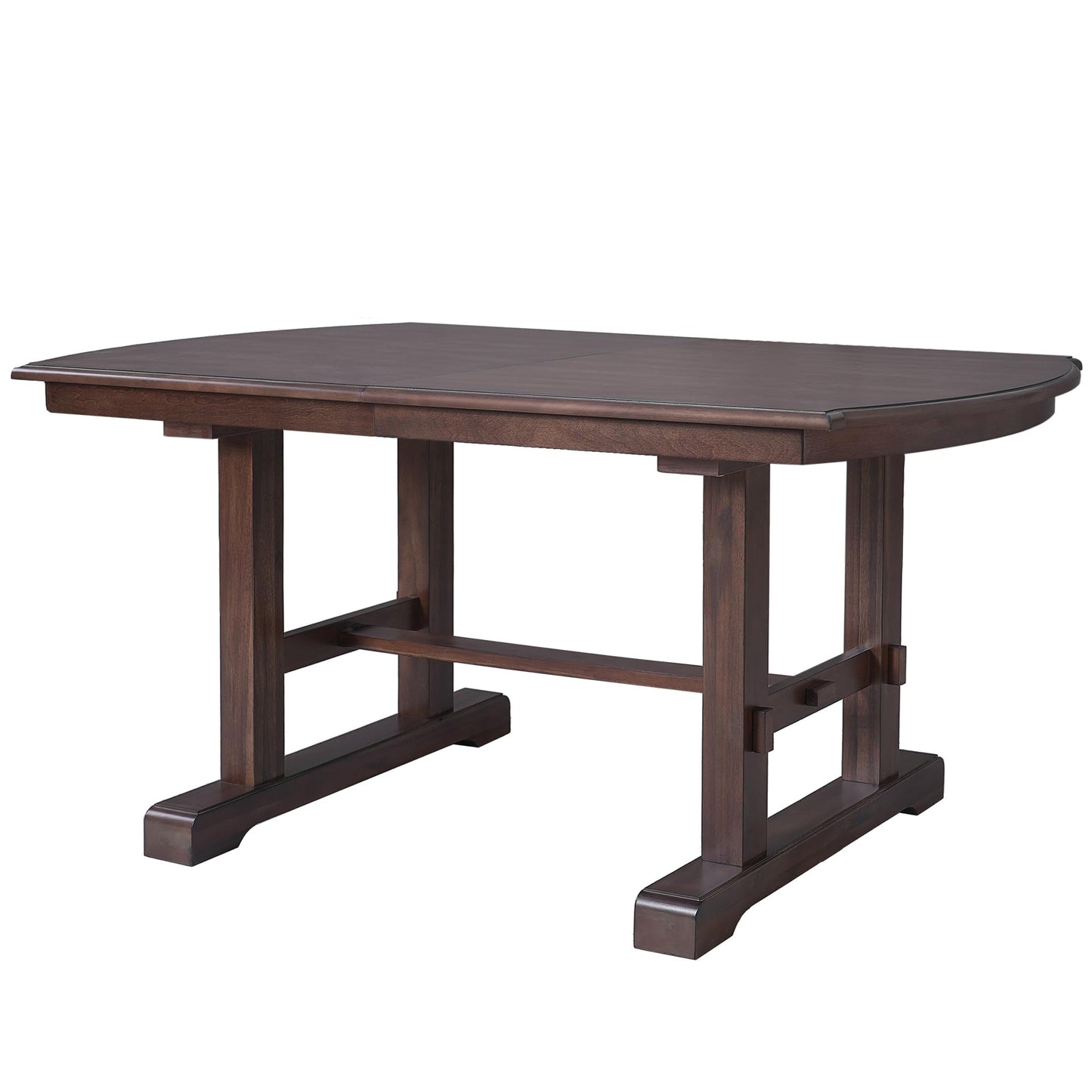 Ball & Cast 60"-78" Extendable Farmhouse Dining-Table for 6-8, Expandable Wooden Kitchen Table with 18" Removable Leaf, Large Retro H-Leg Dining Room Table for 4-8,Space Saving & Sturdy, Cherry
